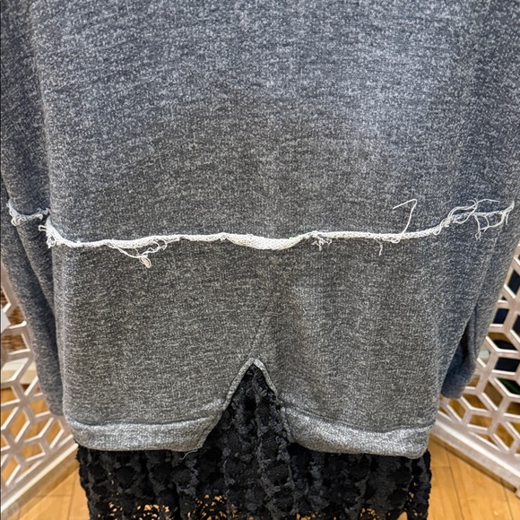 Free People Beach Gray Sweater Mini dress with Black Lace Hem size XS - Picture 8 of 12